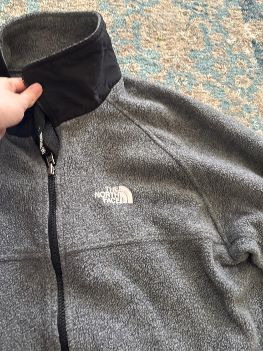 Men’s North Face Fleece Full Zip Gray Jacket Size Large